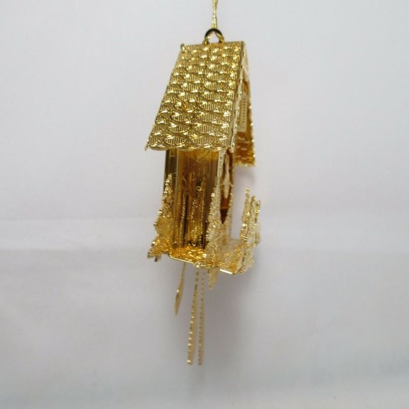 2006 Cuckoo Clock Danbury Mint Christmas Ornament Gold...